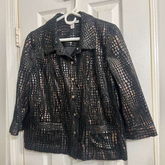 JM Collection Jackets & Blazers - Stylish JM collection Black and gold Women's metallic Jacket size 14p